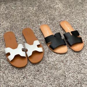 Two pairs of sandals  (White and Black)